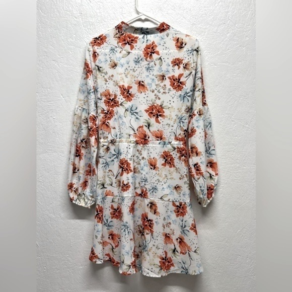 Women’s Chic Floral Button Front Mini Boho Dress - L - Picture 5 of 10